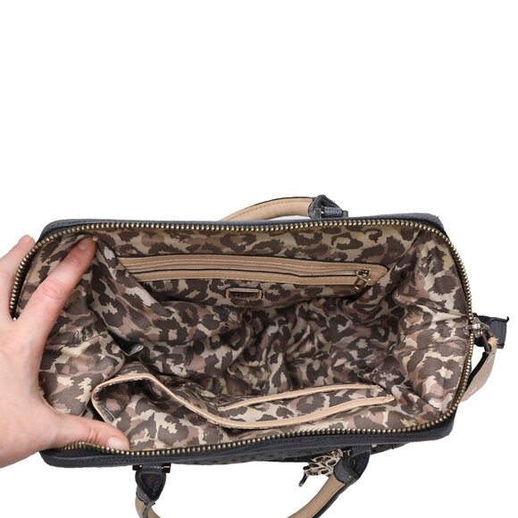 Guess Park Lane Satchel Handbag Pewter Grey Laser Cut Logo Doctor Bag Purse - Picture 5 of 14